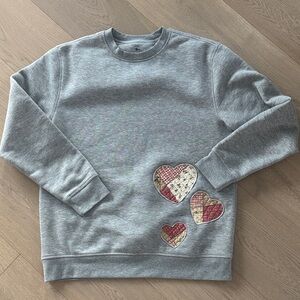Upcycled sweatshirt Valentine’s Day heart quilted detail